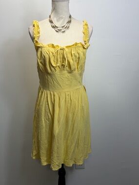 Sienna Sky Yellow Ruffle Strap Mini Dress